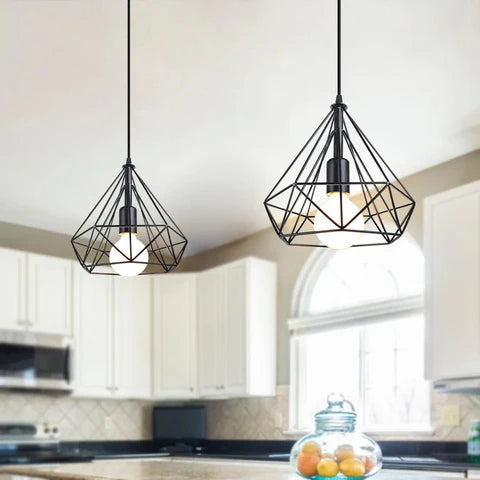 Geometric Black Metal Pendant Light - Modern Industrial Design