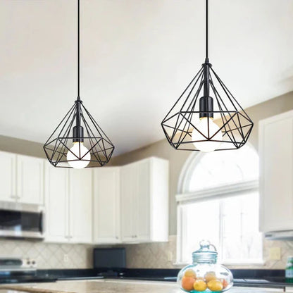 Geometric Black Metal Pendant Light - Modern Industrial Design