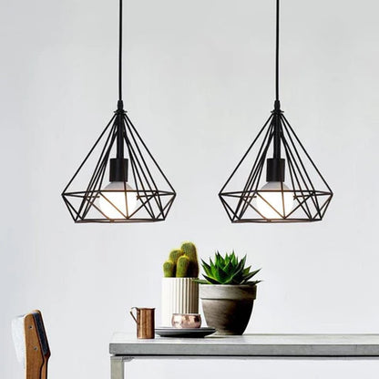 Geometric Black Metal Pendant Light - Modern Industrial Design