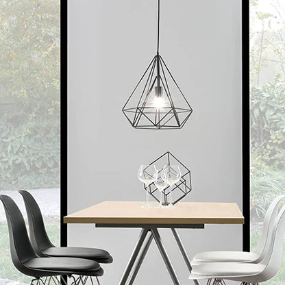 Geometric Black Metal Pendant Light - Modern Industrial Design