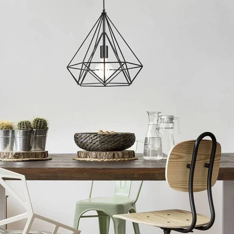 Geometric Black Metal Pendant Light - Modern Industrial Design