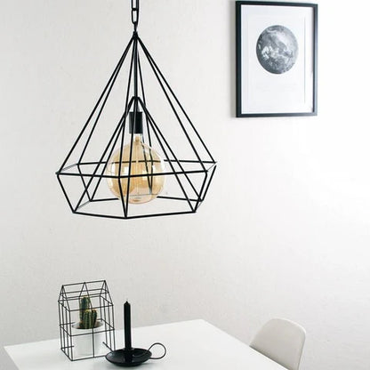 Geometric Black Metal Pendant Light - Modern Industrial Design